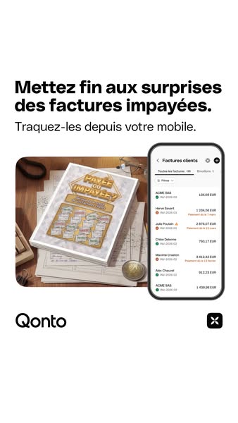 This ad uses a static image to promote Qonto, a financial management solution for businesses. It highlights the problem 