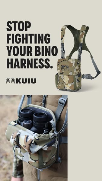 This ad features the company's binocular harness. It is meant to solve the everyday frustrations hunters face while 