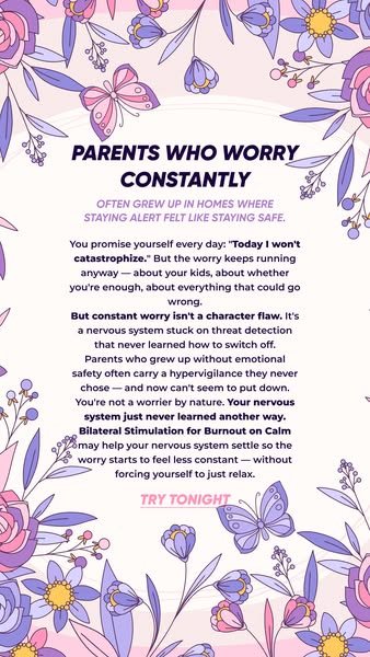 The ad speaks to parents who grew up in homes where they always had to be alert and now worry constantly. It assures the