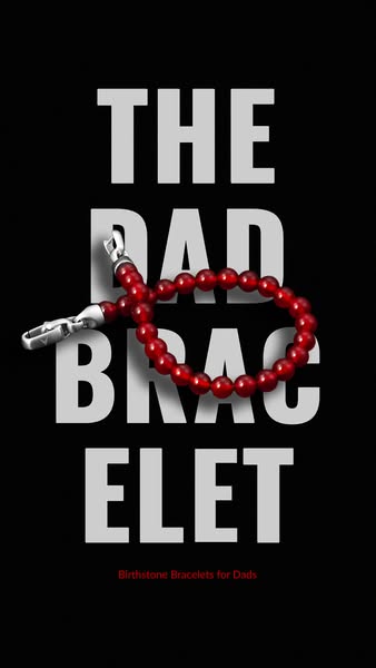 This image ad features a beaded bracelet made for dads. It is set against a black background, and the headline is render