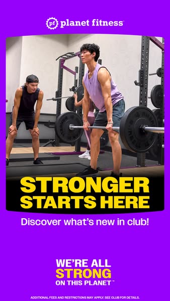 This image ad for Planet Fitness aims to raise awareness of what's new at their gym. The ad features several people 