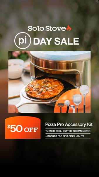 This ad promotes Solo Stove's Pizza Pro Accessory Kit with a discount during a day sale. The ad shows the product in