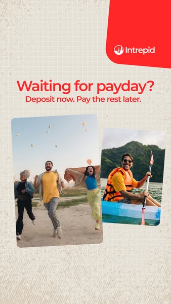 This ad for Intrepid promotes early access to earned wages. It features active people enjoying life and implies that Int