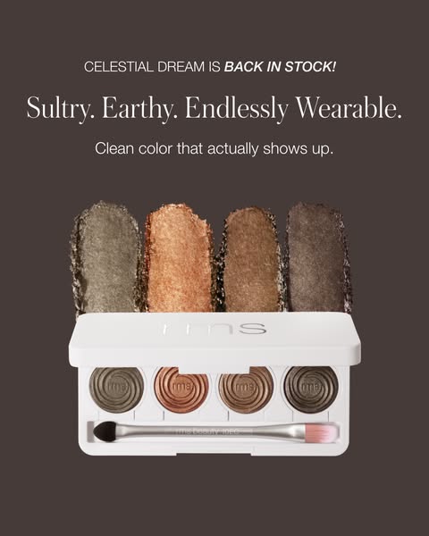 This ad features a new color palette for the RMS Beauty Eyelights Cream Eyeshadow product. The ad promotes the 'Cele