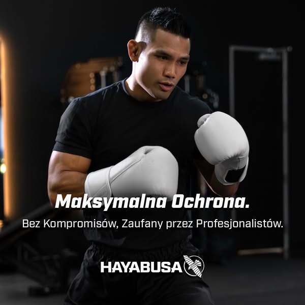 A boxer is shown wearing gloves. The ad highlights the protective qualities of the boxing gloves.