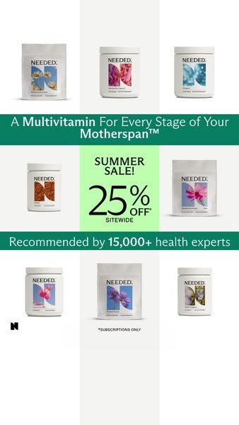 This image ad for Needed multivitamin is advertising a summer sale for 25% off sitewide. The ad shows nine of Needed'