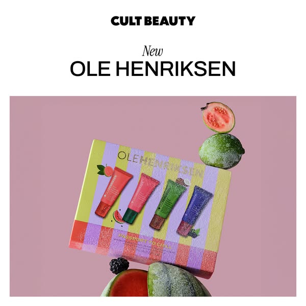 This ad showcases the Ole Henriksen Passport to Chill set available at Cult Beauty. The product is presented with styliz