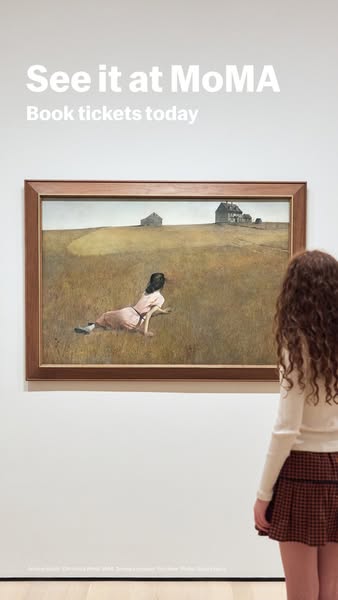 This image ad promotes the Museum of Modern Art (MoMA). The ad features a painting of a woman laying in a field and text