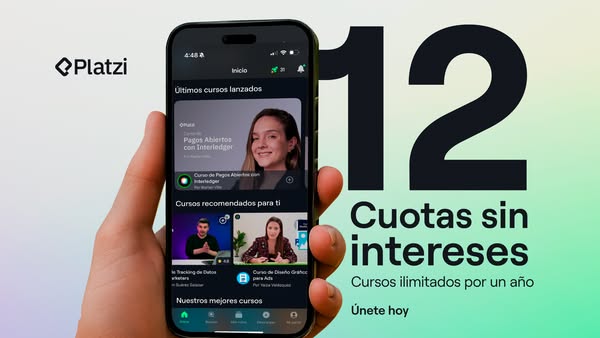 This ad promotes Platzi, an online learning platform, by highlighting the availability of unlimited courses for a year w