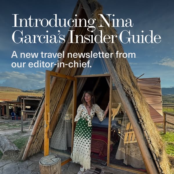 This image ad promotes Nina Garcia's travel newsletter from the editor-in-chief. The ad shows Garcia standing in the