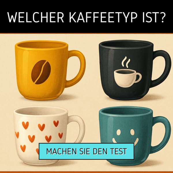 This ad is a quiz that asks the user what kind of coffee they are. The ad features four different coffee mugs, each with