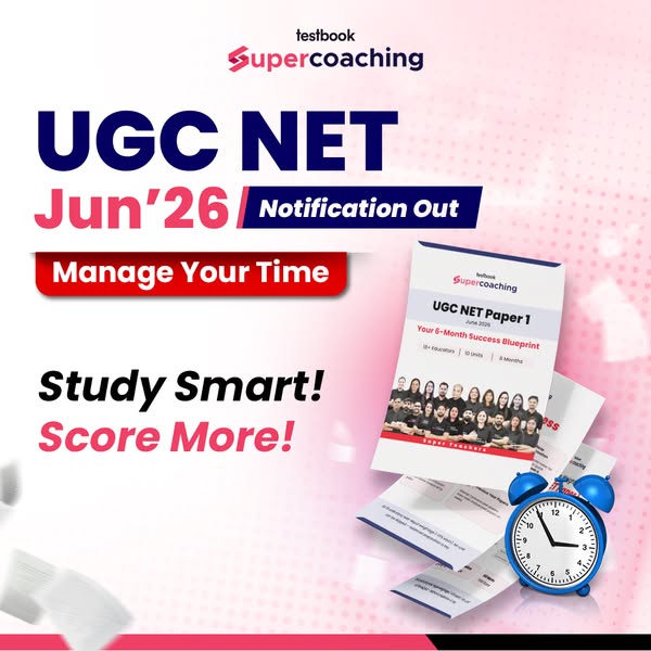 This ad for Testbook Supercoaching promotes a program to help students prepare for the UGC NET exam. The ad uses bold te