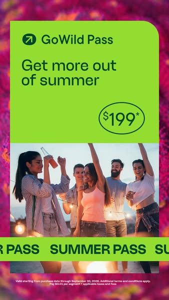 This image ad is promoting GoWild Pass, a service that is offering a summer pass for $199. The ad shows a group of diver