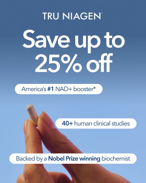 This image ad for Tru Niagen highlights the product's key selling points: it's America's #1 NAD+ booster, ba