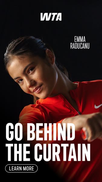 This ad for WTA promotes an inside look at Emma Raducanu's tennis career.