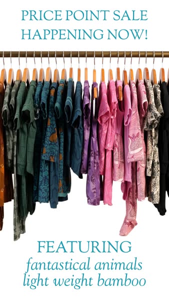 This ad features a clothing rack full of bamboo clothing, advertising a price point sale for the brand.