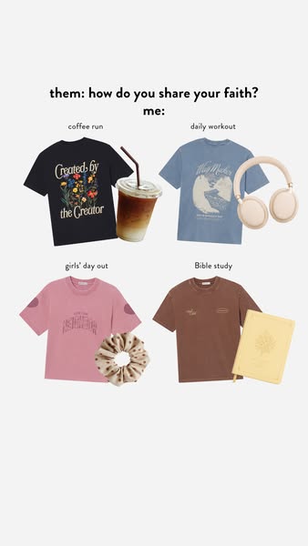 This image ad presents four t-shirts from a Christian brand and targets shoppers who share a similar point of view. The 