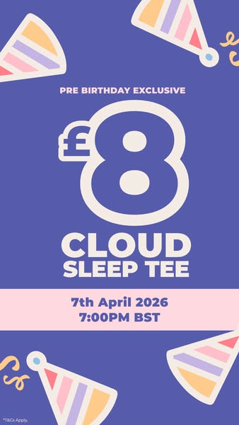 This ad is for Cloud Sleep Tee, it is advertising an exclusive birthday promotion for the item.