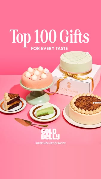 This ad for Goldbelly features cakes from Lady Wong. It highlights that they ship nationwide, while showcasing the cakes