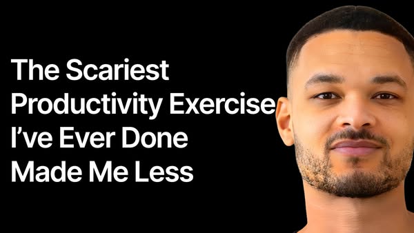 The ad features a man on the right side of the screen, with text on the left reading "The Scariest Productivity Exe