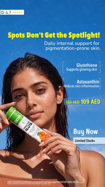 This ad promotes OZiva Bioactive Gluta, a product designed for pigmentation-prone skin. It highlights the ingredients an