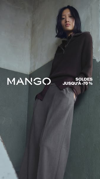This ad features a woman wearing Mango clothing. The ad promotes a sale of up to 70% off.
