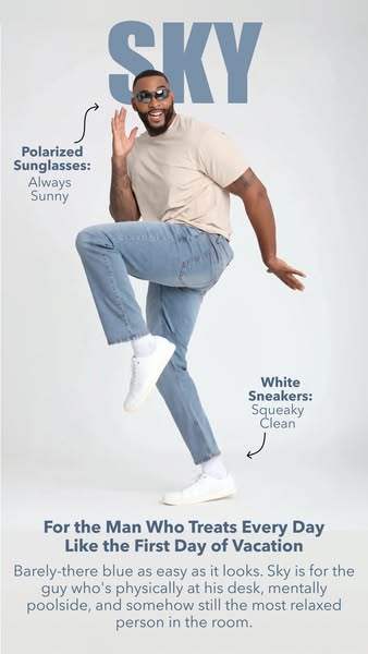 Image ad promoting Sky brand pants by highlighting its key features and benefits for men.