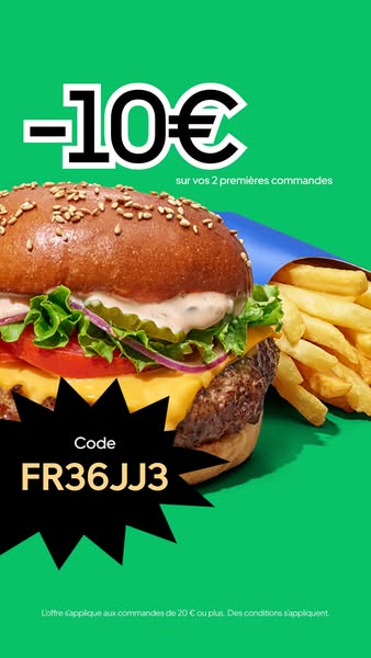 This ad promotes a food delivery service by offering a discount on the first two orders.