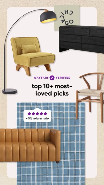 This ad showcases Wayfair's top 10+ most-loved picks with a focus on a low return rate, aiming to build trust and en