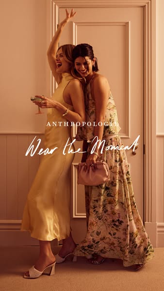 This Anthropologie ad features two women embracing and smiling in celebration. The ad emphasizes the importance of cheri