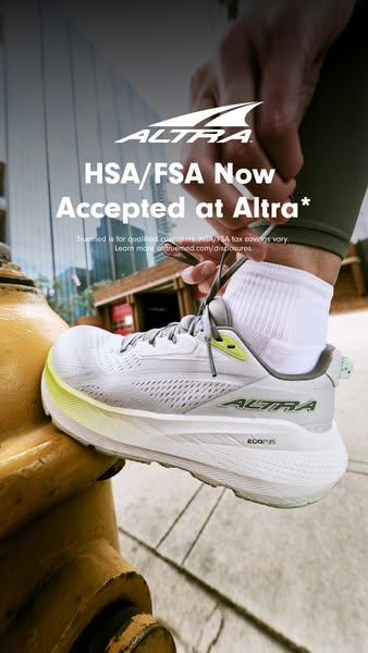 This ad promotes Altra shoes and informs the viewer that HSA/FSA accounts are now accepted at Altra.