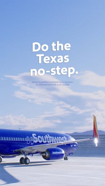 This image ad for Southwest promotes travel to Texas with the headline "Do the Texas no-step." The ad showcase