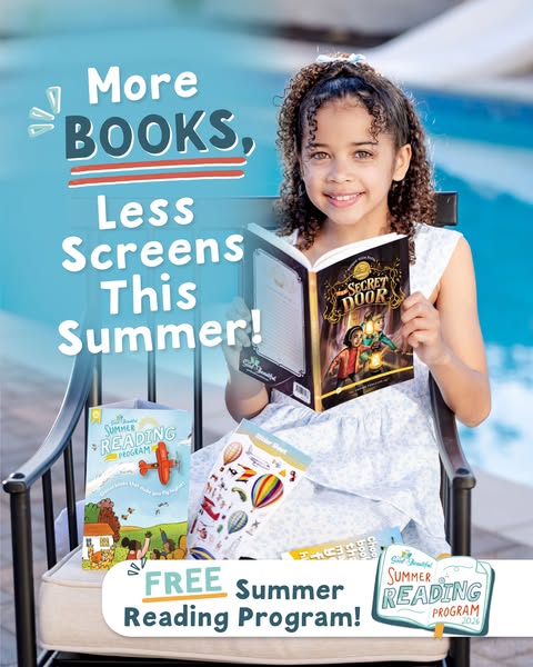 This image ad encourages less screen time and more reading this summer with The Good and the Beautiful Summer Reading Pr