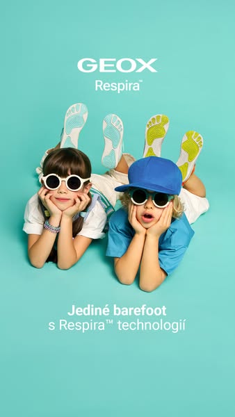 This image ad showcases Geox barefoot sneakers designed with Respira™ technology, emphasizing comfort and breathability 