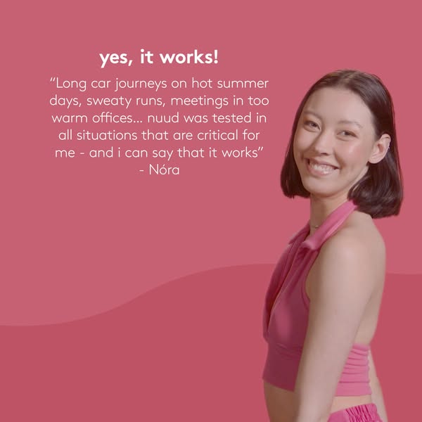 This ad features a testimonial from a customer named Nóra who vouches for the effectiveness of the nuud product after te