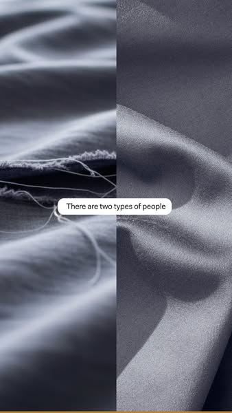 This split screen ad presents two different types of material—one frayed and the other smooth—to create a comparison aro