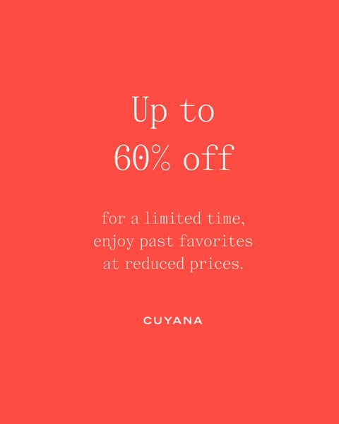 This ad is for Cuyana and advertises a limited time sale of up to 60% off of past favorites.