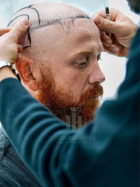 This ad showcases Hair of Istanbul, a hair transplant clinic, by depicting a man undergoing a consultation where the hai
