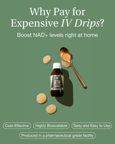 This image ad promotes Life Cykel's Liposomal NAD+ supplement as a cost-effective and convenient alternative to expe