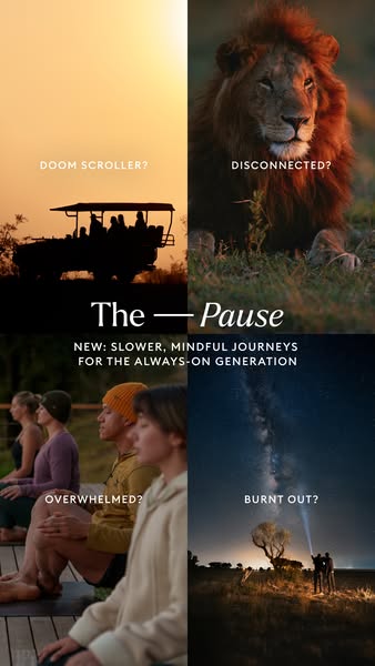 This image ad features 4 photos to represent the feeling of being a doom scroller, disconnected, overwhelmed, and burnt 