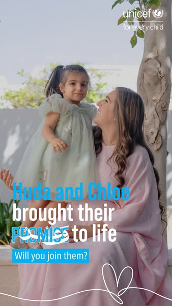 The ad shows a woman holding a little girl and prompts the viewer to join them in their promise.