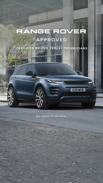 An image of a blue Range Rover. The ad states the vehicle has been 'APPROVED' and 'CERTIFIED BY OUR EXPERT T