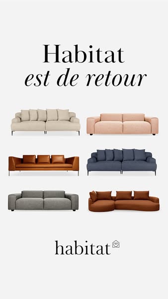 This ad for Habitat features a variety of sofas in different colors and styles. The ad is designed to showcase the brand