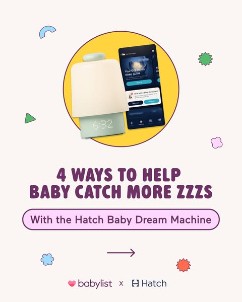 This image ad highlights the Hatch Baby Dream Machine and Babylist. The ad is trying to capture the audience's atten