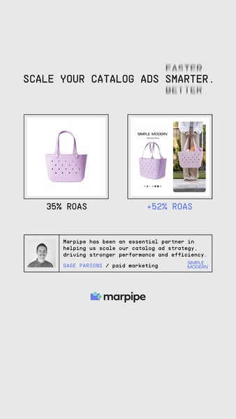 This image ad for Marpipe uses a customer testimonial and before and after product images to sell the benefits of using 