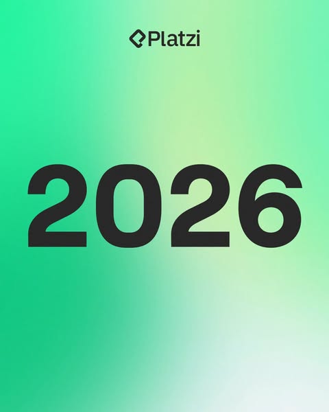 This ad is for Platzi, an online education platform. The ad shows the year 2026 in large black font on a green gradient 