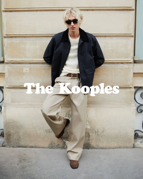 This ad for The Kooples features a model wearing various articles of clothing from the brand. The ad is designed to show