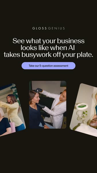 This ad promotes Gloss Genius, a software solution that helps businesses take busywork off their plate using AI. The ad 