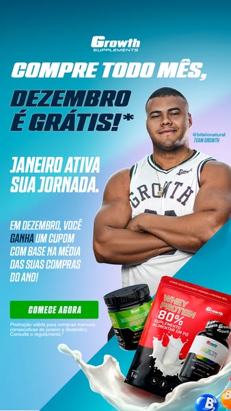 This image ad for Growth Supplements promotes a monthly subscription service, highlighting a special offer where Decembe