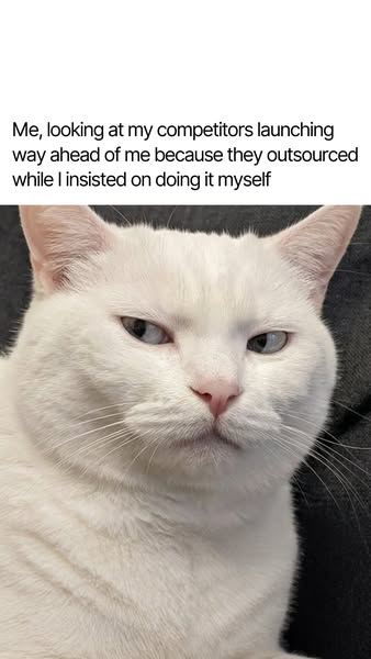 This image is a meme about the user insisting on doing things themselves instead of outsourcing, resulting in competitor